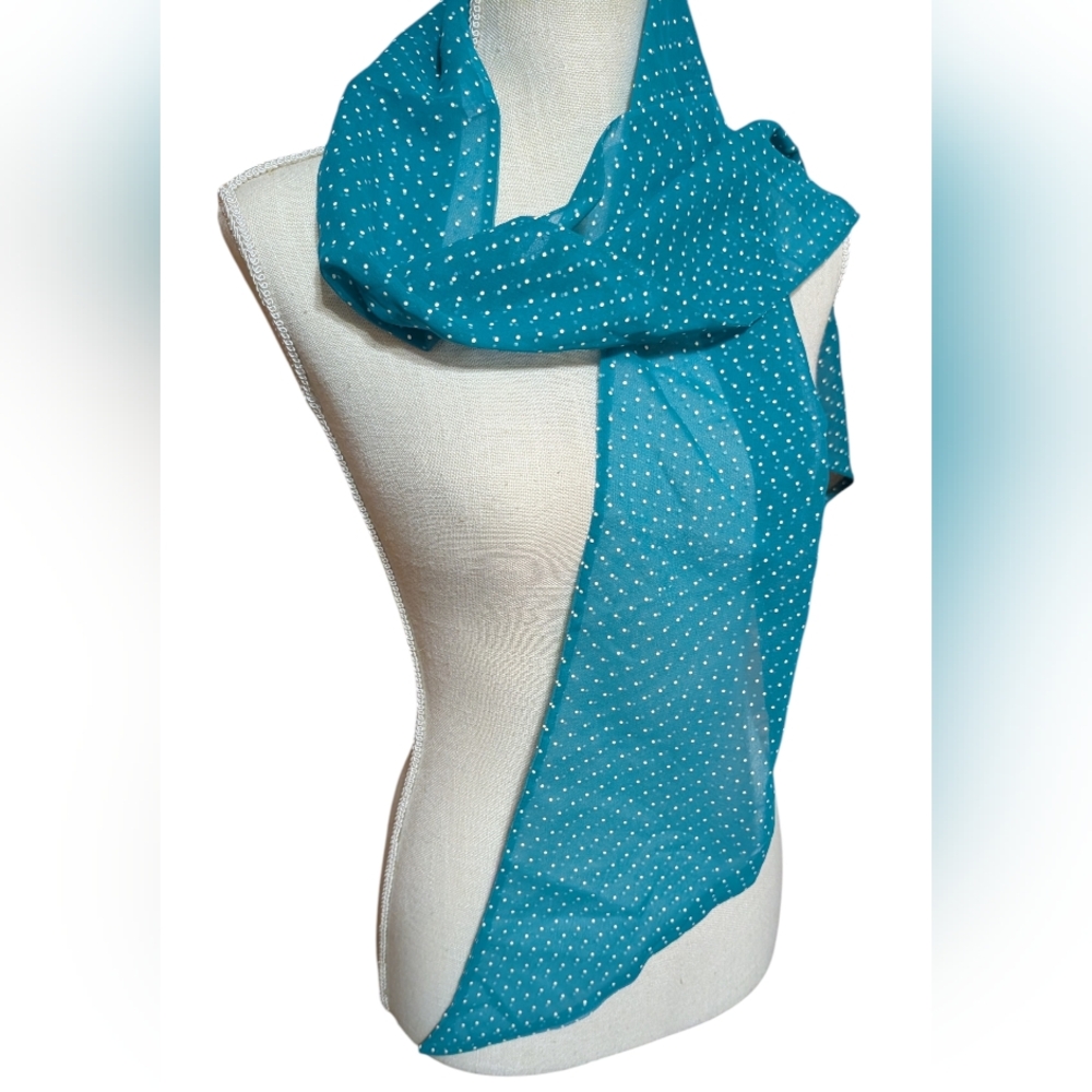 VINTAGE Ray Strauss Teal Polka Dot Belt/Scarf MADE IN USA